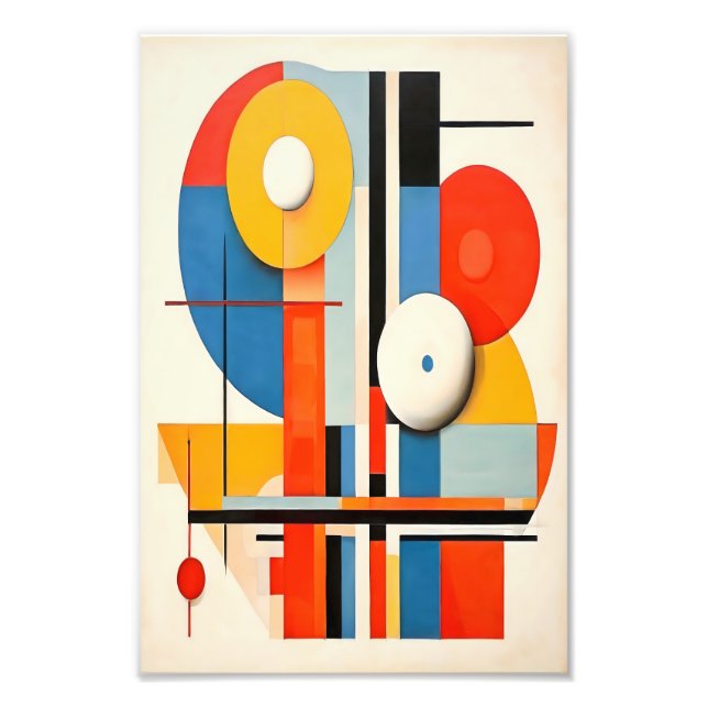Geometric Bauhaus Minimalist Abstrakt Art Fototryck (Framsidan)
