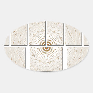 Geometric Beige Tonal Design med minimal Neutralt Ovalt Klistermärke