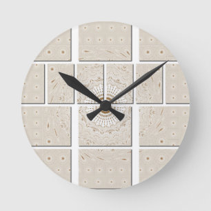 Geometric Beige Tonal Design med minimal Neutralt Rund Klocka