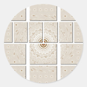 Geometric Beige Tonal Design med minimal Neutralt Runt Klistermärke