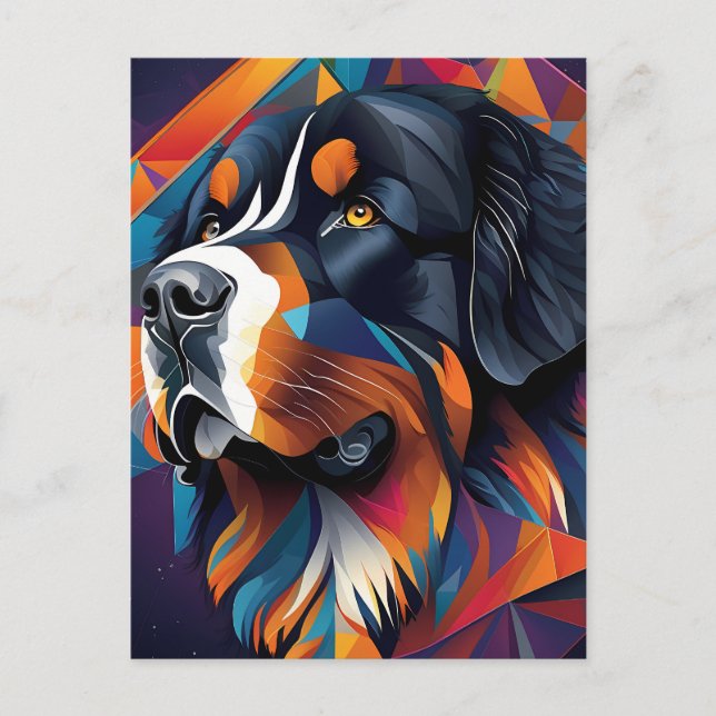 Geometric bernese Mounese hund Vykort (Framsida)