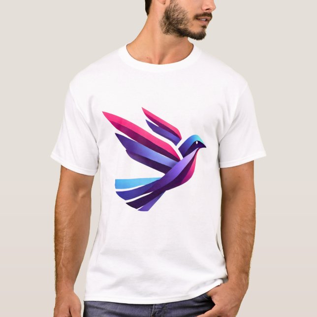 Geometric Bird Logotyp - Minimalistisk övertonings T Shirt (Framsida)