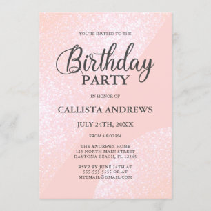 Geometric Birthday, modern Girly Rosa Glitter Inbjudningar