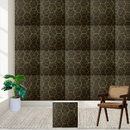 Geometric Black and Guld Tile Kakelplatta