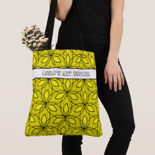 Geometric Black and Gult Art Supply Tote Bag Tygkasse