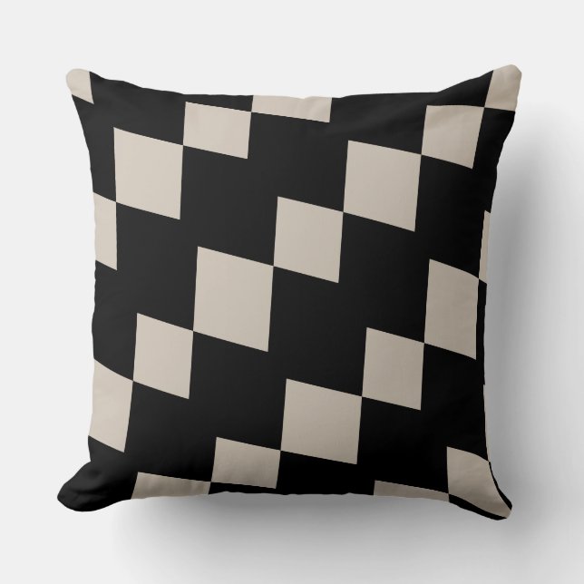 Geometric Black and Ivory Triangle Modern Cushion Kudde (Framsida)
