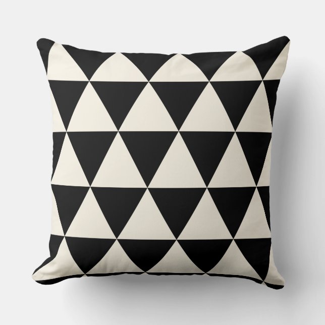 Geometric Black and Ivory White Modern Cushion Kudde (Framsida)