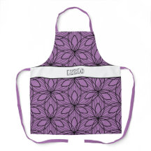 Geometric Black and Lila Art Smock Apron