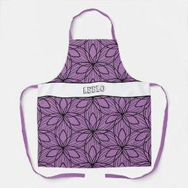 Geometric Black and Lila Art Smock Apron