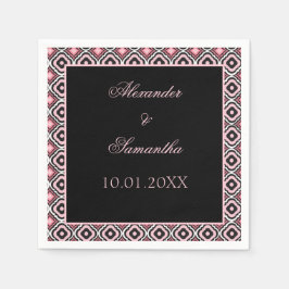 Geometric Black and Rosa Mönster Pappersservett