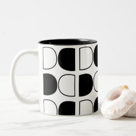 Geometric Black and White Half Circle Två-Tonad Mugg
