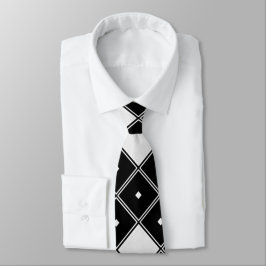 Geometric Black and White Manar's Neck Tie Slips