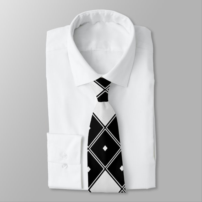 Geometric Black and White Manar's Neck Tie Slips (Bunden)