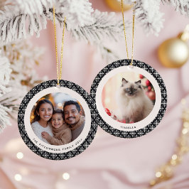 Geometric Black and White Scandinavian 2 Photos Julgransprydnad Keramik