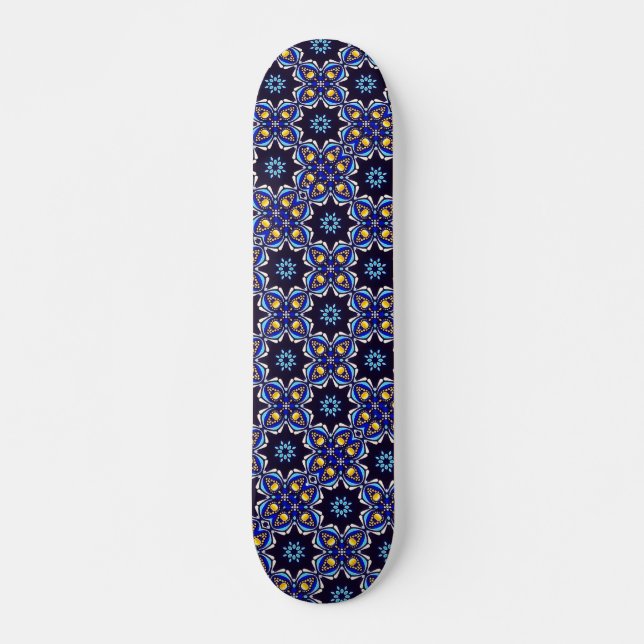 Geometric Black Blue Guld Kor Mini Skateboard Bräda 18,5 Cm (Framsida)