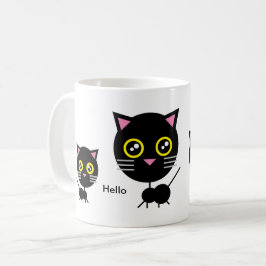 Geometric Black Cat Kaffemugg