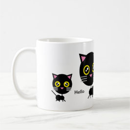 Geometric Black Cat Kaffemugg