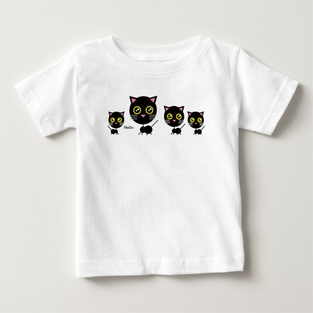 Geometric Black Cat T Shirt (Framsida)