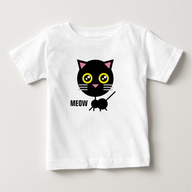 Geometric Black Cat T Shirt (Framsida)