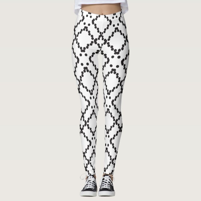 Geometric Black Dit Diamond Shapes Mönster Leggings (Framsida)
