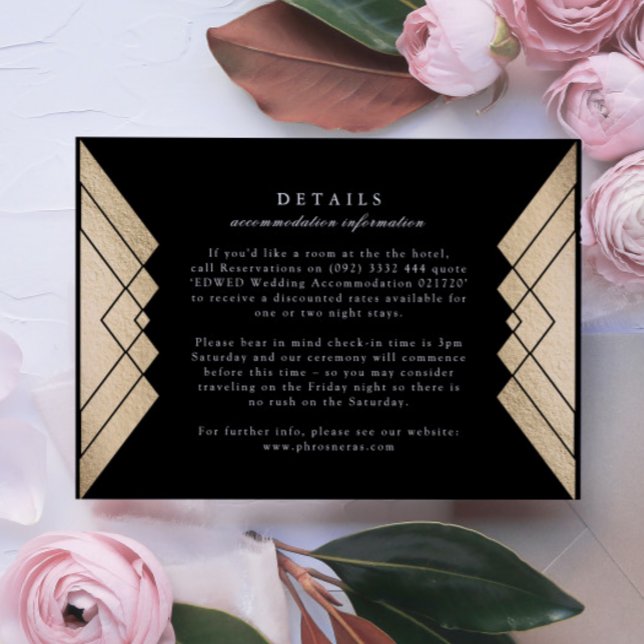 Geometric Black Guld Bröllop-höljeskort OSA Kort (Skapare uppladdad)