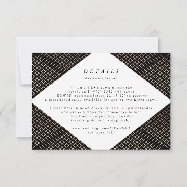 Geometric Black Guld Gatsby Bröllop djurutrymme OSA Kort (Framsida)
