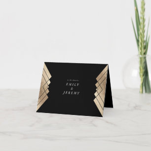 Geometric Black Guld Gatsby Bröllop - tackeskort - Tack Kort