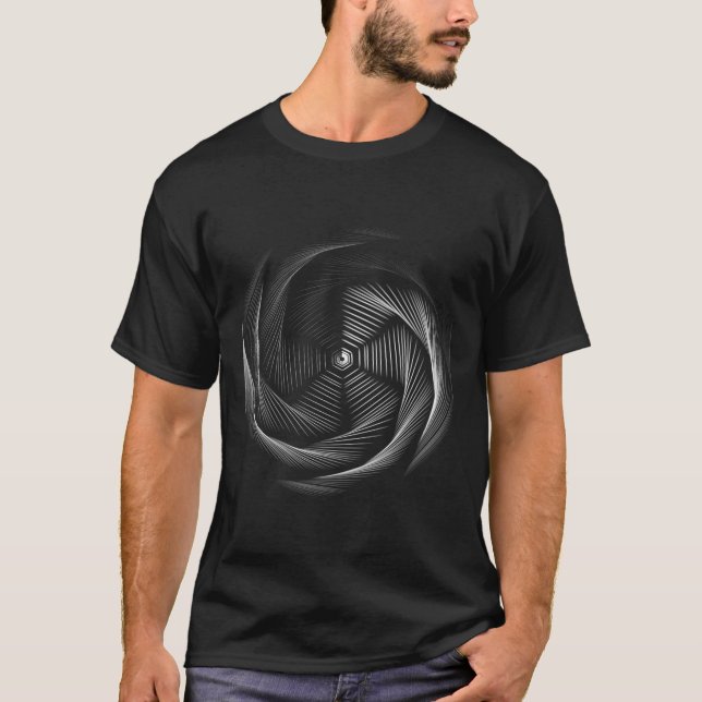 Geometric Black Hål Optical Illusion Spiral Tripp T Shirt (Framsida)