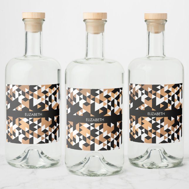 Geometric Black och Golden Mönster Spritflaskor Etikett (Flaskor)