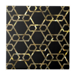 Geometric Black och Guld Kakelplatta