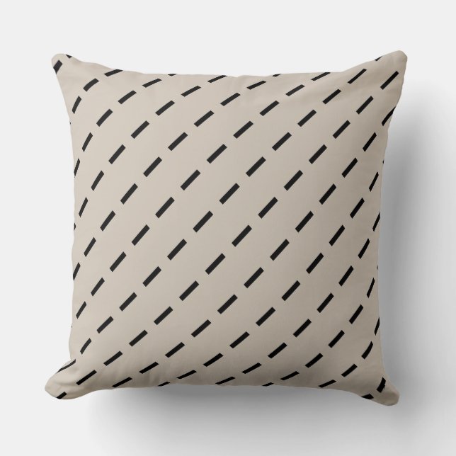 Geometric Black och Ivory Dash Modern Cushion Kudde (Framsida)