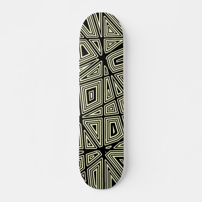 Geometric - Black on Cream Skateboard Bräda 21,5 Cm (Framsida)