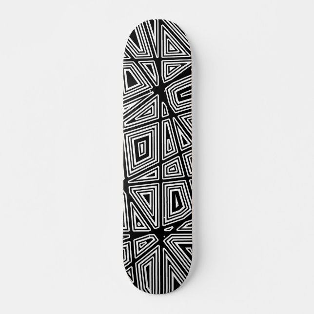 Geometric - Black on Wood Old School Skateboard Bräda 18 Cm (Framsida)