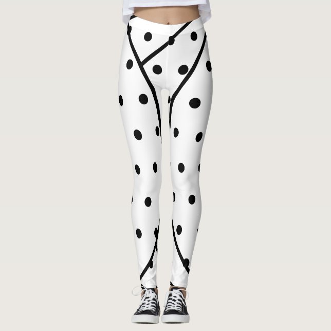Geometric Black Polka dots Leggings (Framsida)