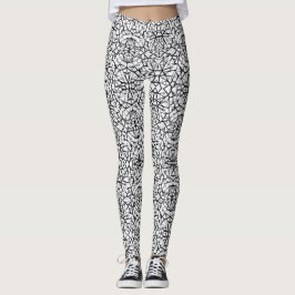 Geometric black white design abstrakt art leggings