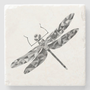 Geometric Black White Dragonfly Marble Underlägg