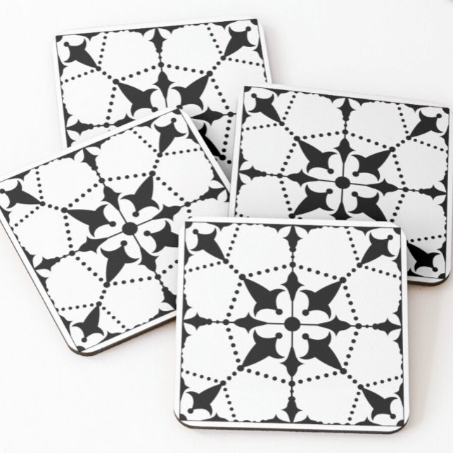 Geometric Black White Mönster dekorativ Kakelplatta (Skapare uppladdad)
