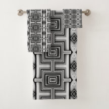 Geometric Black White och Grått Aztec