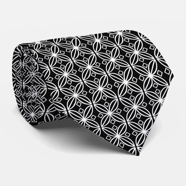 Geometric Black & White on Black Tie Slips (Rullad)