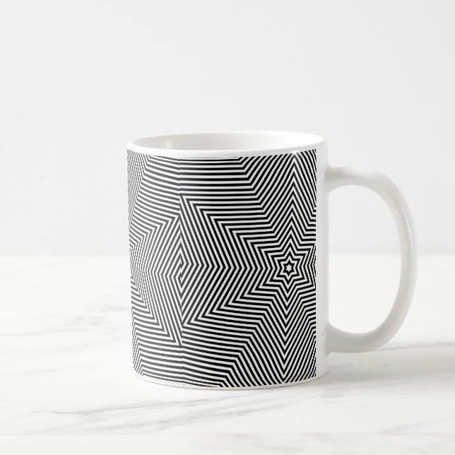 Geometric Black White Rand Mönster Coffee Tea Kaffemugg (Höger)
