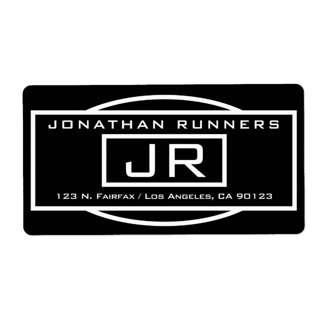 Geometric Black & White-Returadress Fraktsedel (Framsidan)