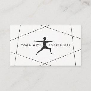Geometric Black & White Yoga Instructor Visitkort