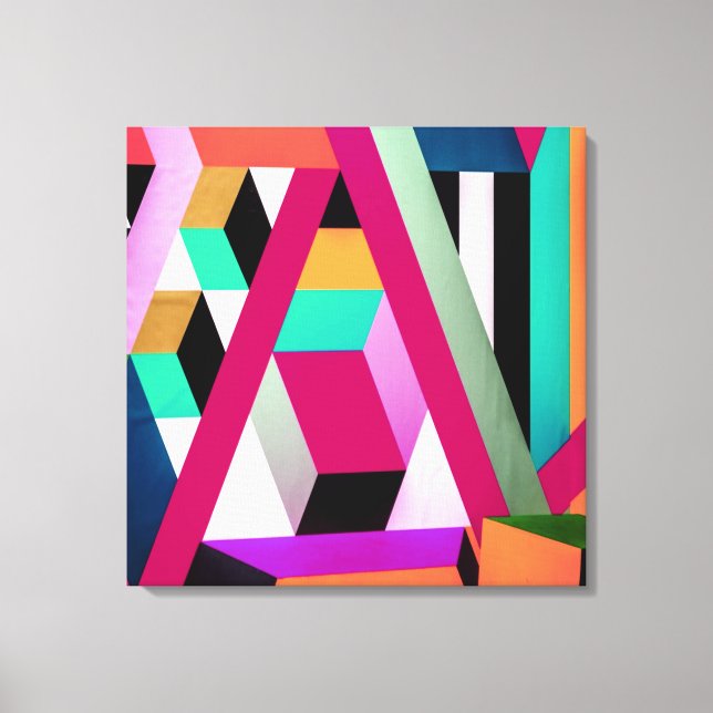 Geometric Block Art Bright Colorful Trendig Canvastryck (Framsida)