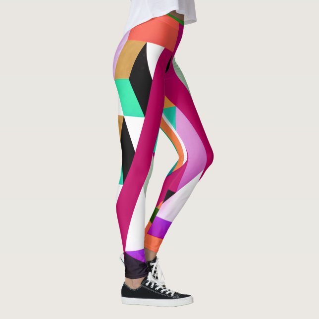 Geometric Block Art Bright Colorful Trendig Leggings (Höger)