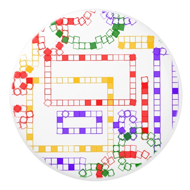 Geometric Block Red Gult Blue-Grönt Knopp (Framsidan)