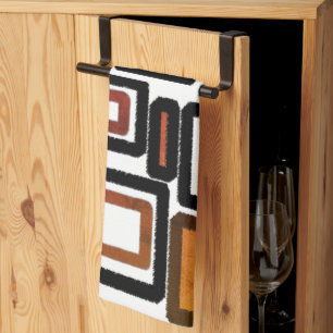 Geometric Block Rust Black Brown Kökshandduk