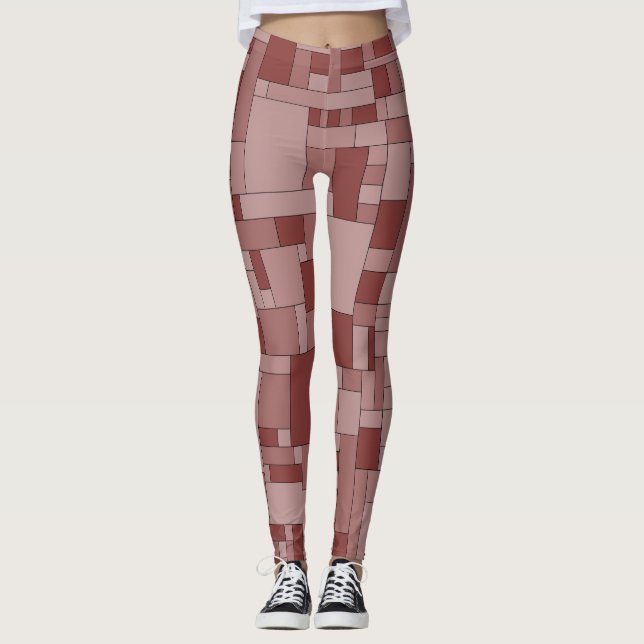 Geometric Blocks , seamless abstract texture Leggings (Framsida)