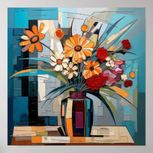 Geometric Blommigt Art Scene Poster