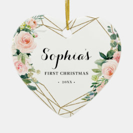 Geometric Blommigt Baby Första jul Julgransprydnad Keramik