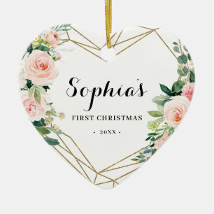 Geometric  Blommigt Baby Första jul Julgransprydnad Keramik